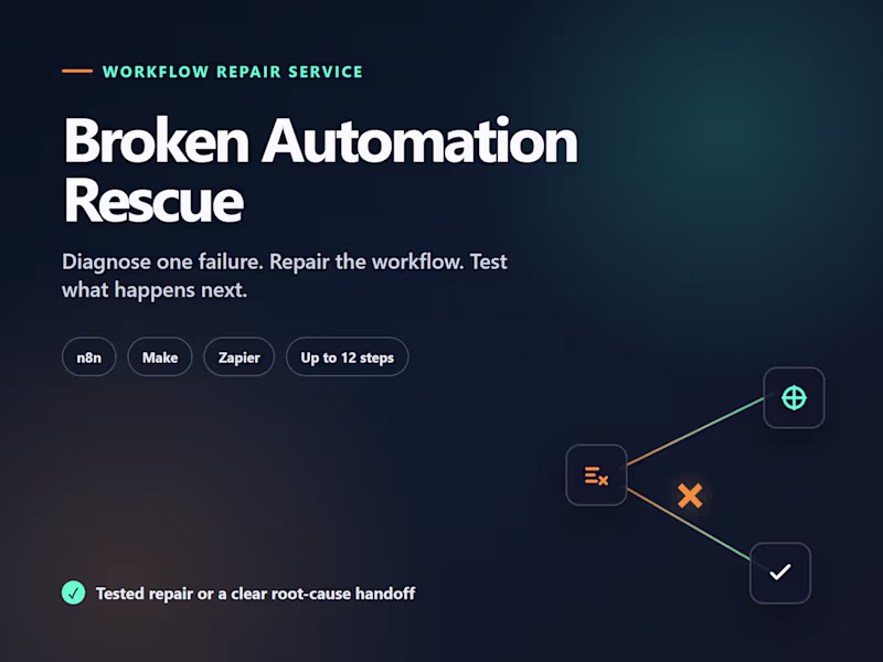 Cover image for I will diagnose and repair one broken business automation