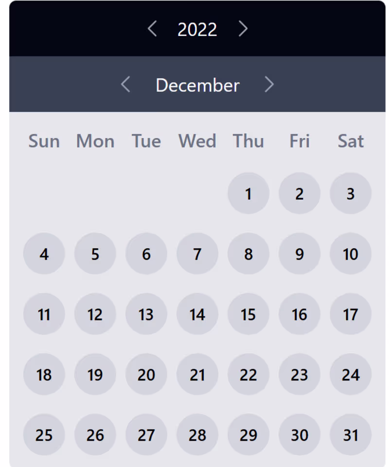 Cover image for Calendar Component - made with Vue + TypeScript + Tailwind CSS