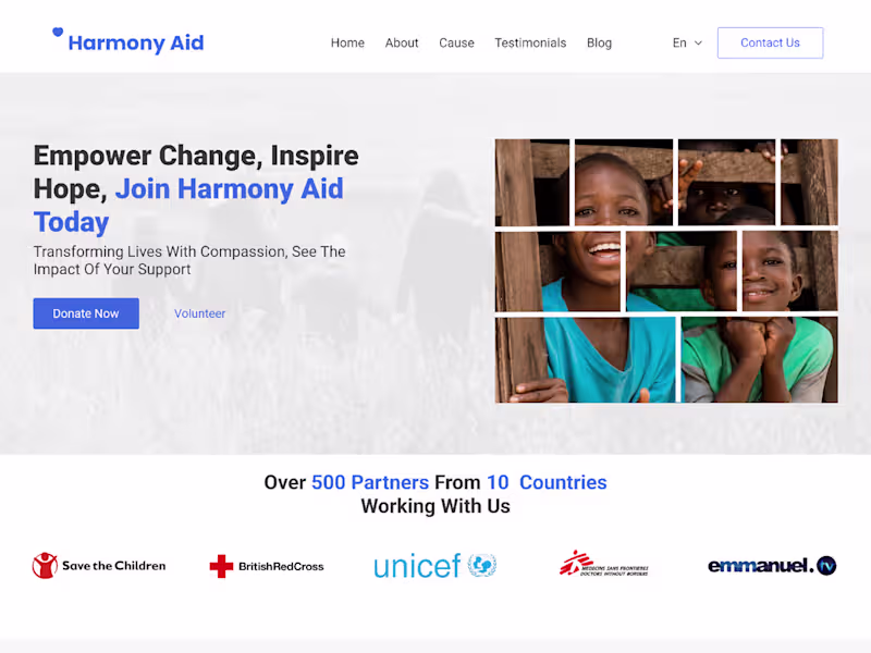 Cover image for Designing the Harmony Aid Landing Page with Readymag