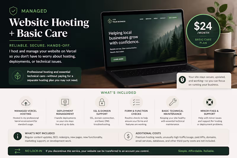 Cover image for Website Hosting + Care