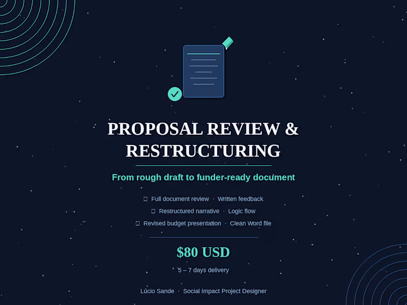 Cover image for Social Project Proposal Review & Restructuring