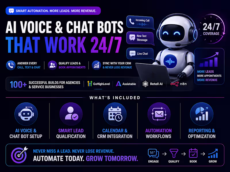 Cover image for AI Voice & ChatBot Automation That Works 24/7