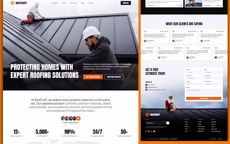 Cover image for High-Converting Landing Page for Modern Roofing Contractors