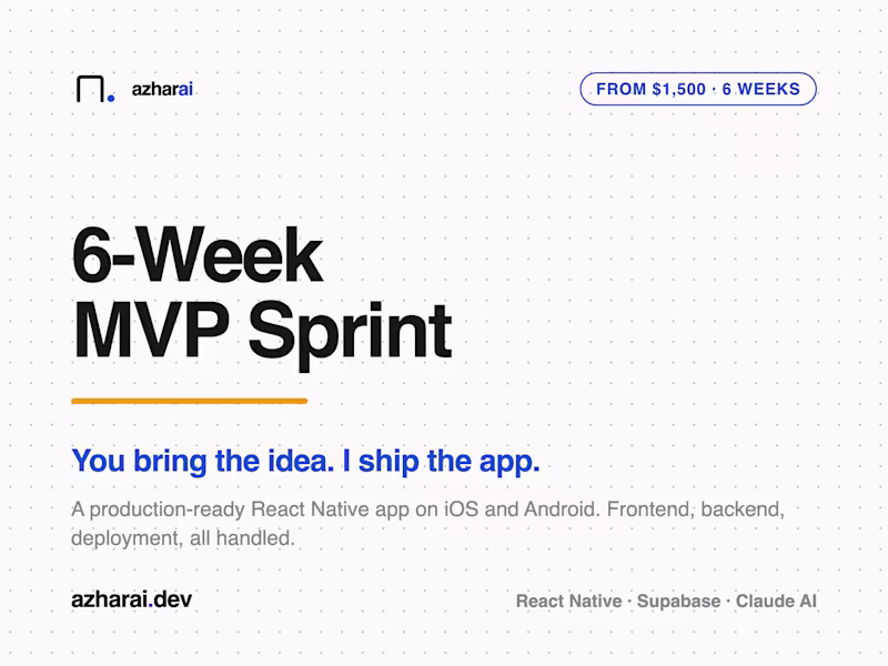 Cover image for 6 Week MVP Sprint, Production Ready React Native App