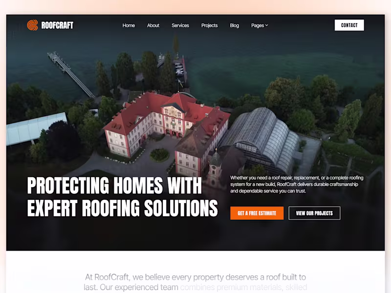 Cover image for Roofing website design landing page - ROOFCRAFT