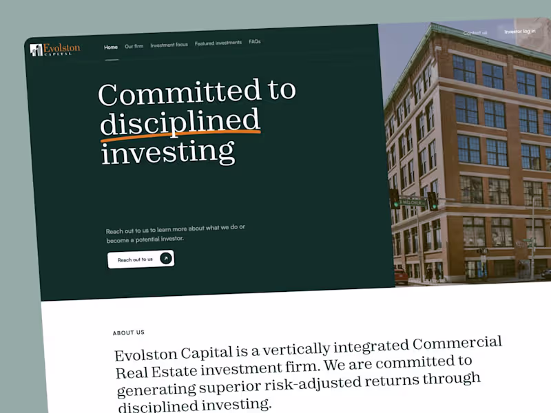 Cover image for Evolston capital web design and Webflow development