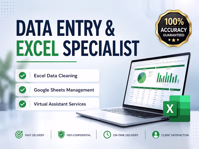 Cover image for Professional Data Entry & Excel Management