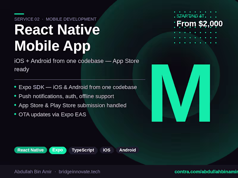 Cover image for Cross-Platform Mobile App — React Native & Expo