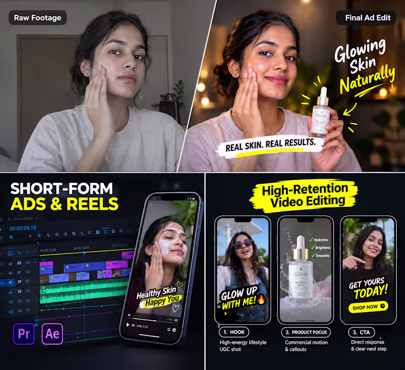 Cover image for Short-Form Video Editing & Paid Social Ads (Reels, TikTok)