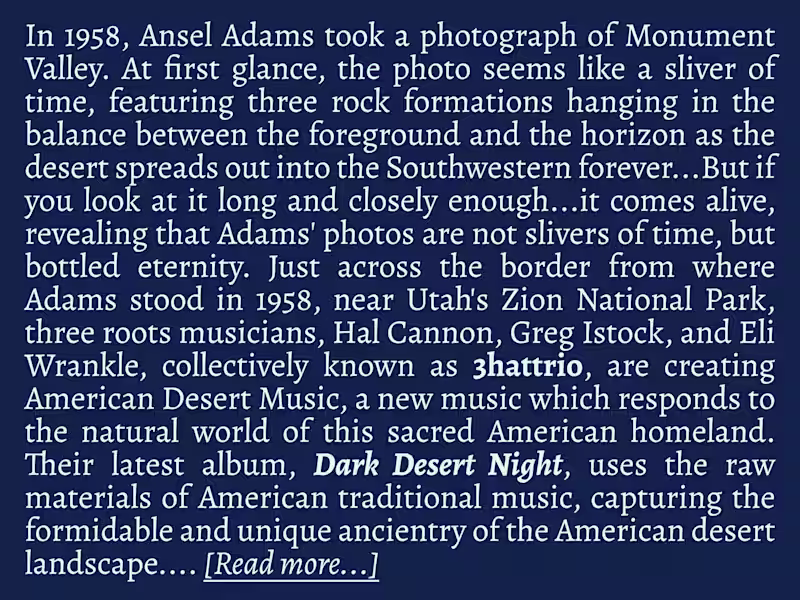 Cover image for Artist Bio: 3hattrio - Dark Desert Night (2015)