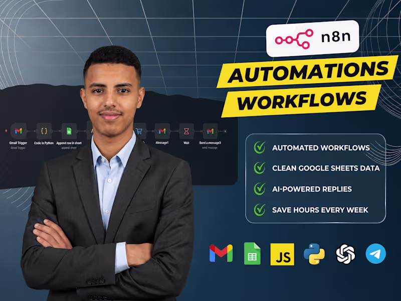 Cover image for I Will Build Custom AI Automations With n8n to Save You Time