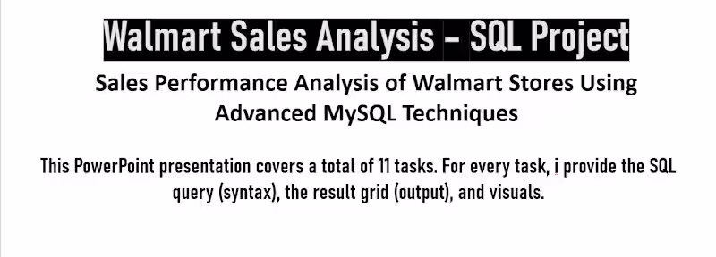 Cover image for Walmart sales analysis using SQL