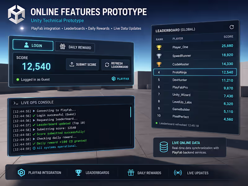 Cover image for Online Features Prototype — PlayFab Integration