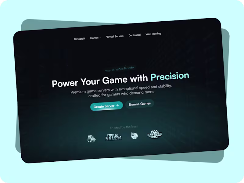Cover image for Game Hosting Website ✦ Fully CMS Support ✦ Design & Development