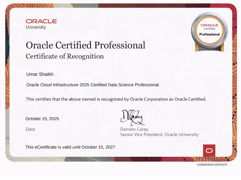 Cover image for Proud to share that I’ve earned the Oracle Cloud Infrastruct...
