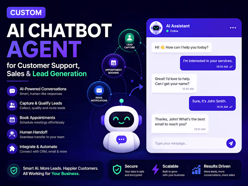 Cover image for AI Chatbot Agent for Support, Leads & Sales