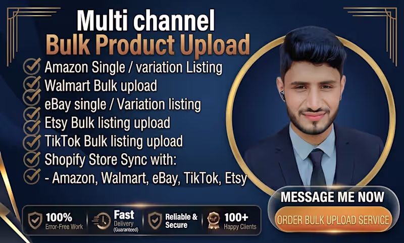 Cover image for I will upload bulk product, amazon, shopify, walmart, etsy, syn