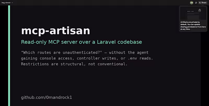 Cover image for mcp-artisan — read-only MCP server