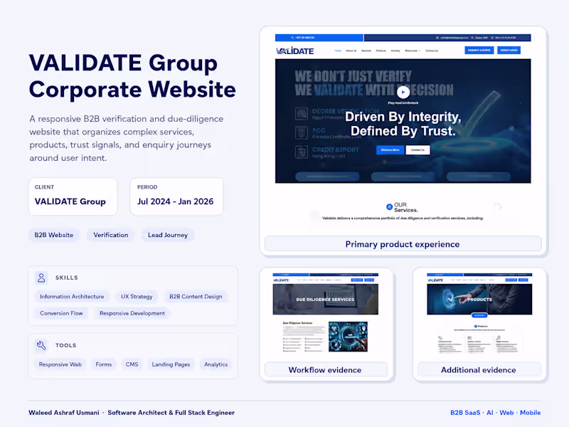 Cover image for VALIDATE Group | Verification & Due Diligence Corporate Website
