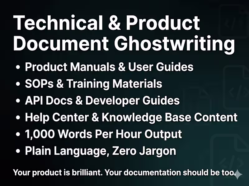 Cover image for Technical & Product Document Ghostwriting