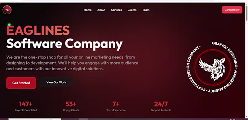 Cover image for EAGLINES Software Company Website