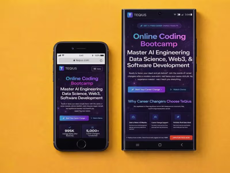 Cover image for #TeQius An online coding bootcamp designed to help career-ch...