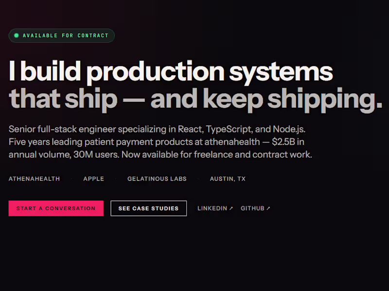 Cover image for Portfolio Site — Personal Brand & Case Studies