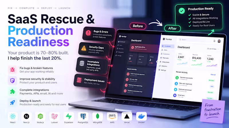 Cover image for SaaS Rescue & Production Readiness
