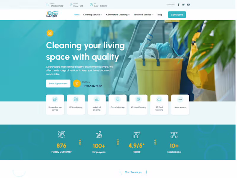 Cover image for Top Expert Cleaner - A cleaning service website in Dubai