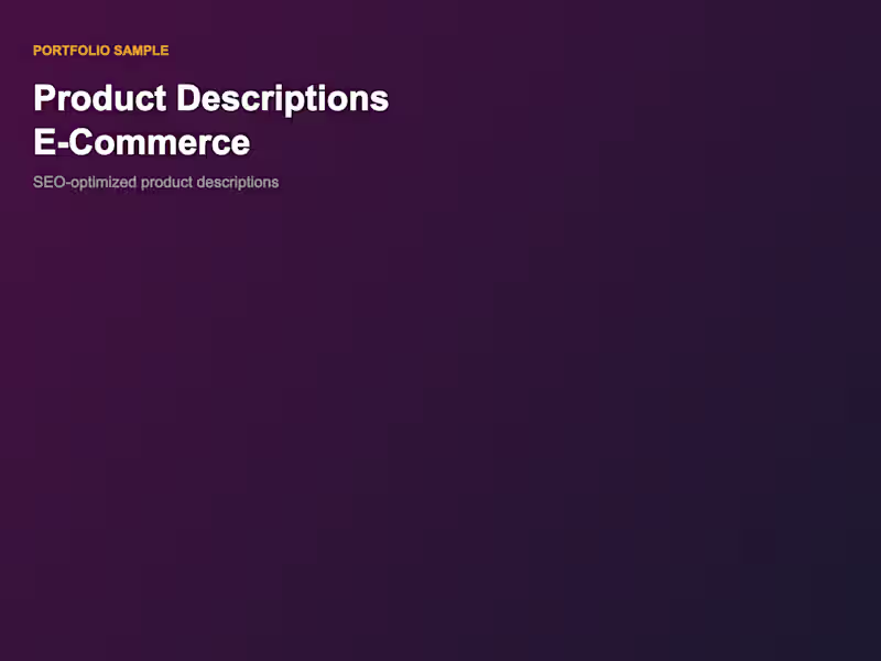 Cover image for Product Descriptions — E-Commerce