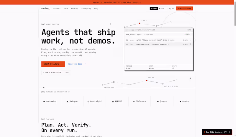Cover image for Runlog: AI agent runtime site in Astro
