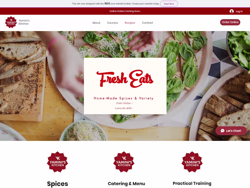 Cover image for Yamini's Kitchen — Website Design