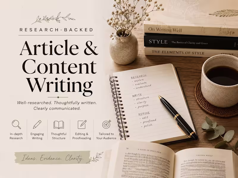 Cover image for Research-Backed Article & Content Writing