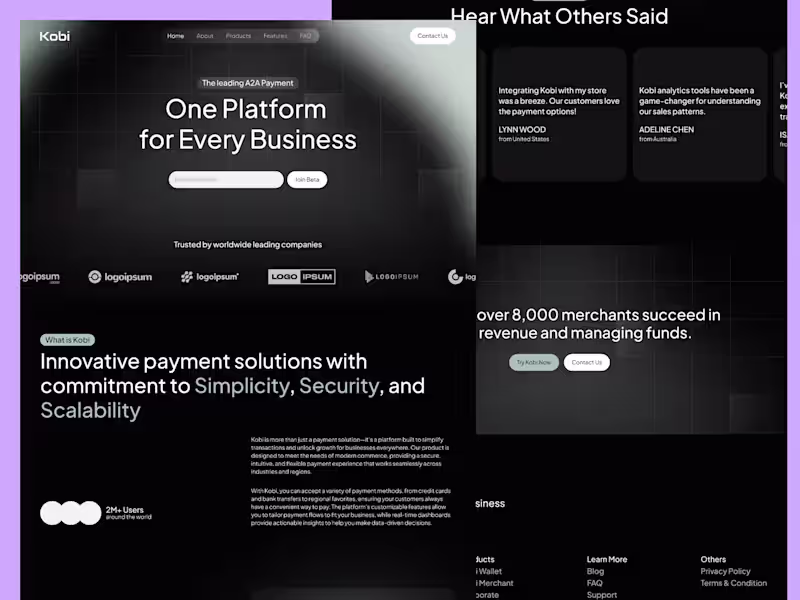 Cover image for Kobi – Fintech Payment Website