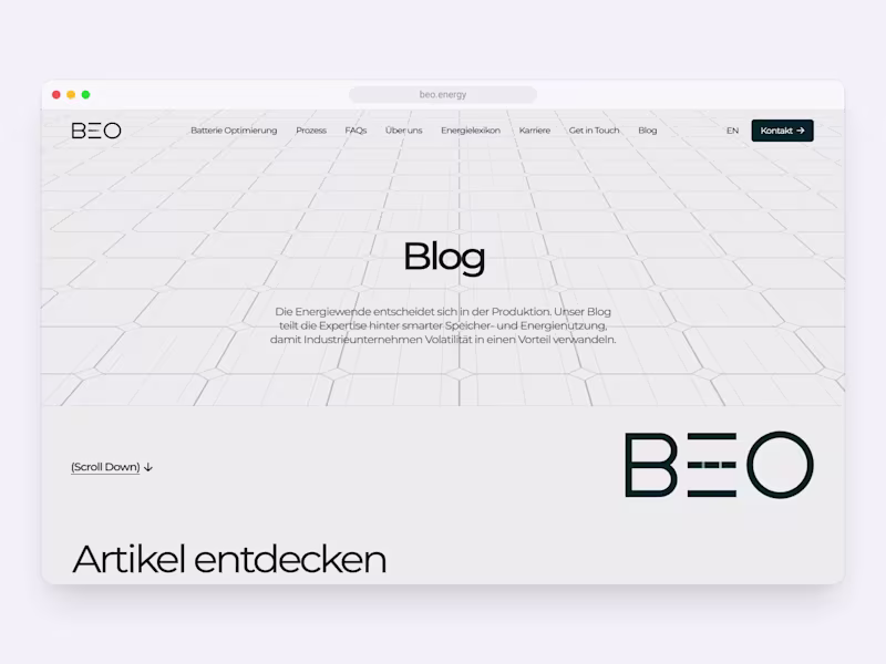 Cover image for BEO Energy — Battery Storage Website