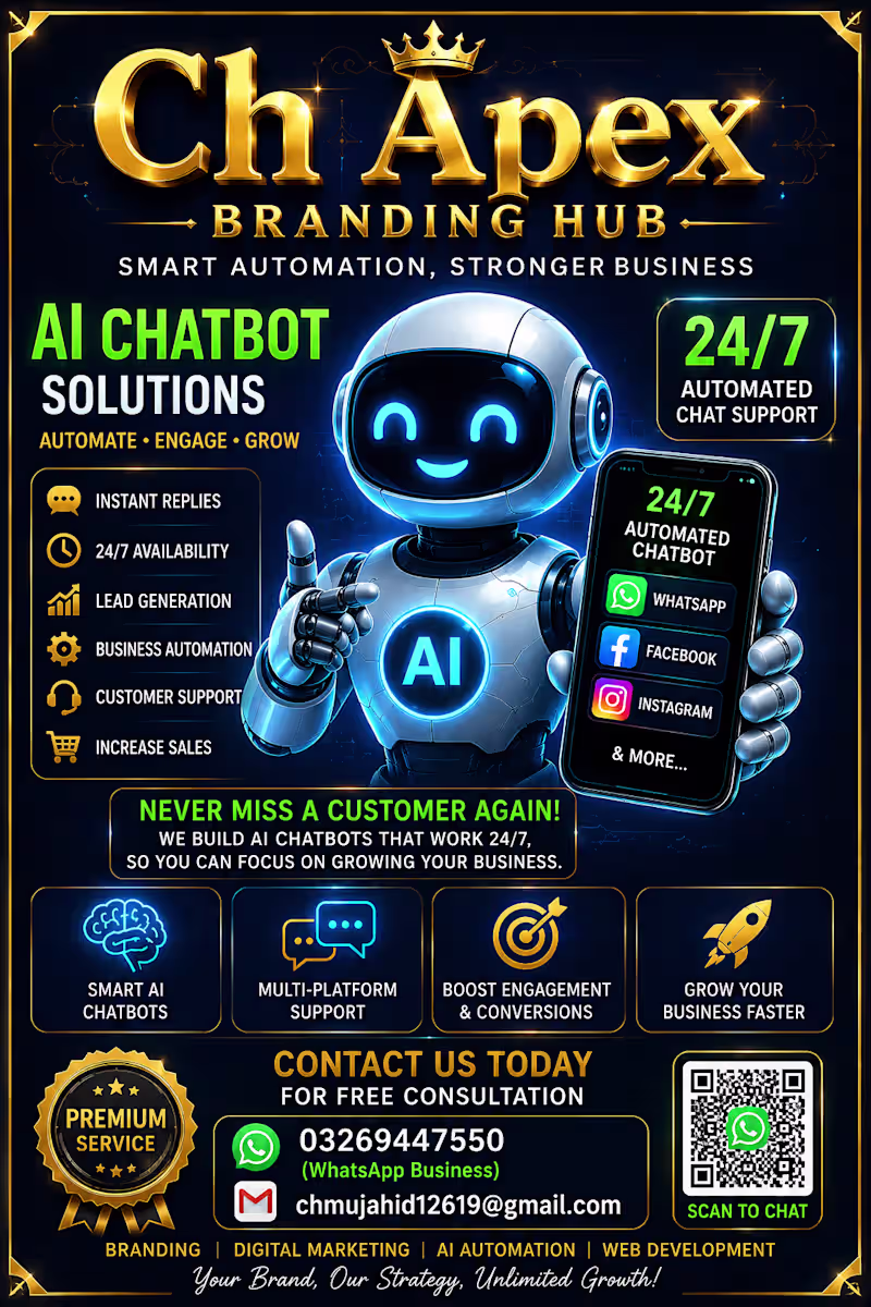 Cover image for I will build 24/7 AI Chatbot for WhatsApp, Facebook and Instagra