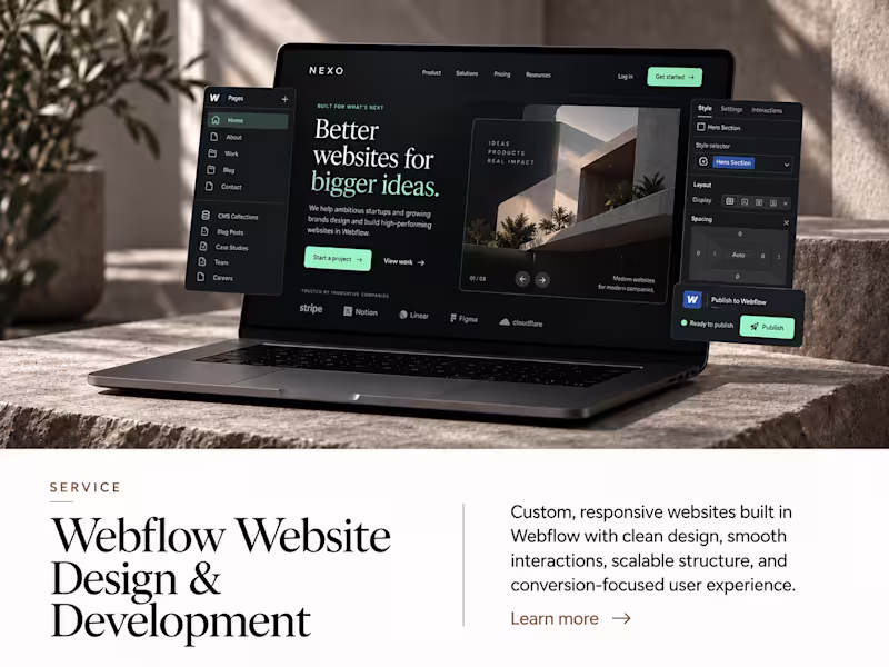 Cover image for Webflow Website Design & Development for Startups