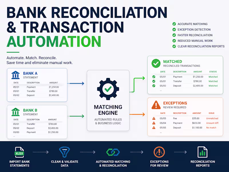 Cover image for I will automate your bank reconciliation and transaction process