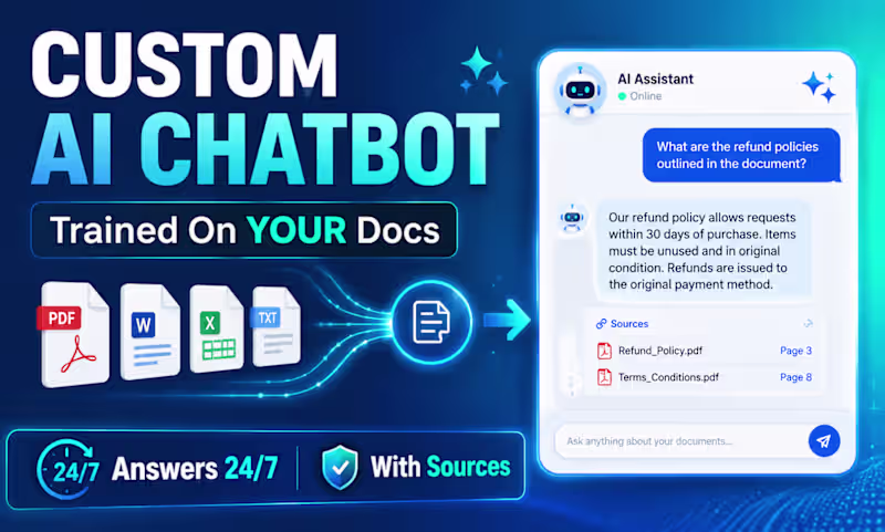 Cover image for Custom AI Chatbot That Answers From Your Docs & Website (RAG)