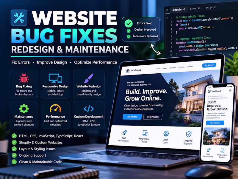 Cover image for Website Bug Fixes, Redesign & Maintenance  Copy