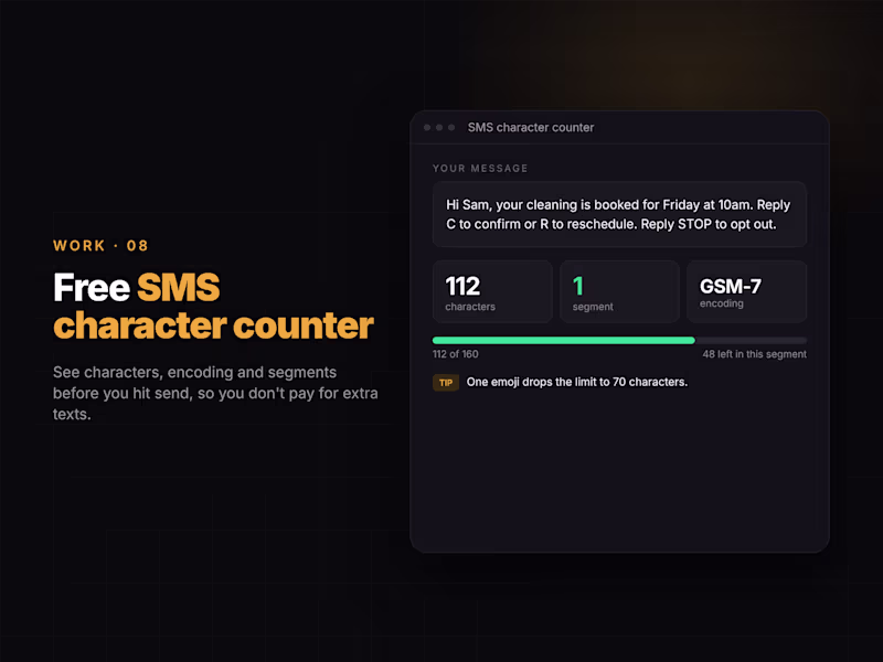 Cover image for Free SMS character counter and