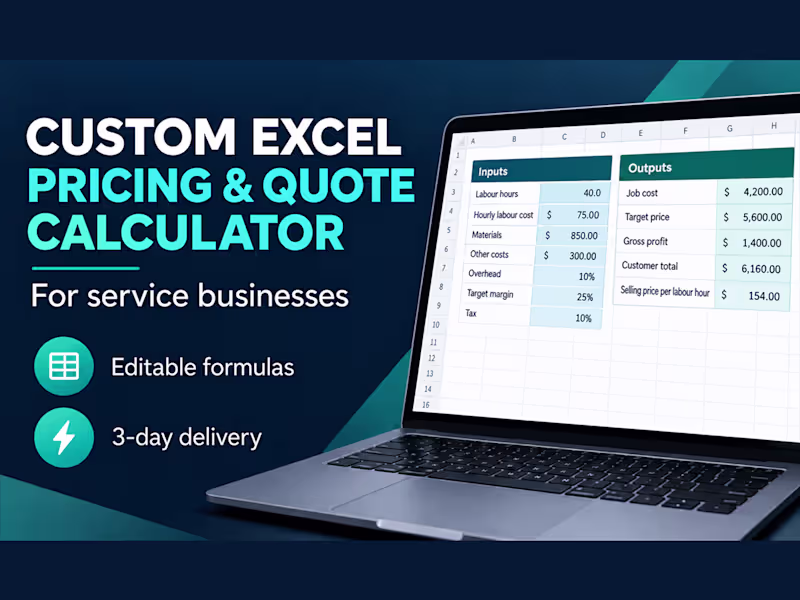 Cover image for Custom Excel Quote & Pricing Calculator