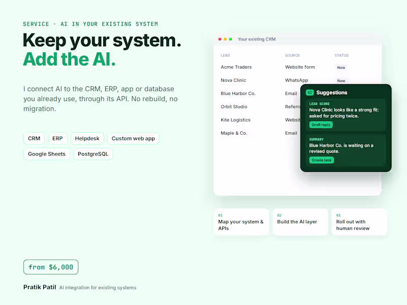 Cover image for Add AI to Your Existing CRM, ERP or App