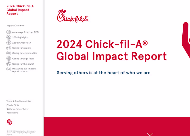 Cover image for 2024 Chick-fil-A Global Impact Report – Creative Lead