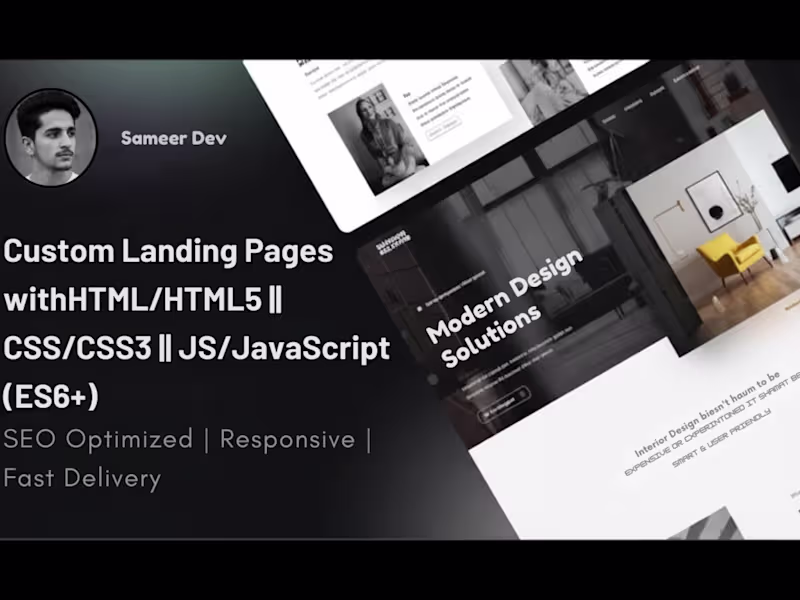 Cover image for Custom Landing Pages: HTML5, CSS3 & JavaScript (ES6+)