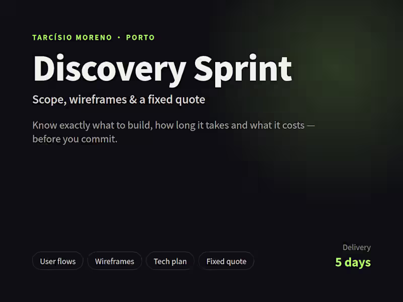 Cover image for Discovery Sprint: Scope, Wireframes & Fixed Quote