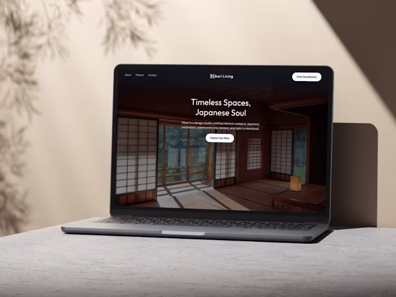 Cover image for Japanese Interior Design brand concept landing page