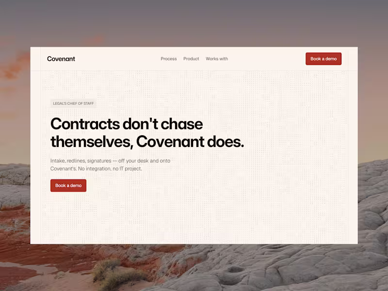 Cover image for Covenant — Landing page for