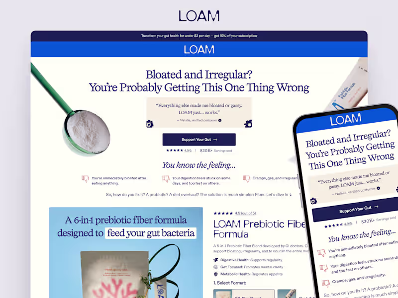 Cover image for LOAM Science - Gut Health Hybrid Landing Page