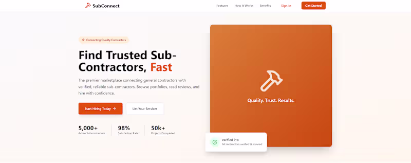 Cover image for This is Sub Connect. This platform allowed subcontractors to...
